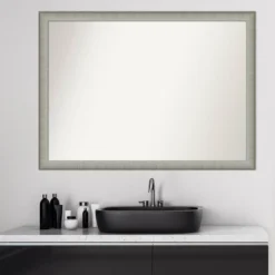 41" X 30" Non-Beveled Elegant Narrow Bathroom Wall Mirror Brushed Pewter - Amanti Art -Decor Haven Shop GUEST e25c6261 1f2e 44d7 be02 6cf7ff8236b0