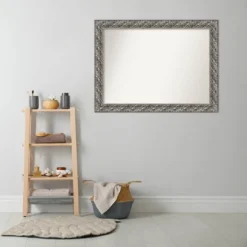 44" X 33" Non-Beveled Silver Luxor Wood Bathroom Wall Mirror - Amanti Art -Decor Haven Shop GUEST e2e591c2 2be7 4e0d a5d2 ef353c58afbc