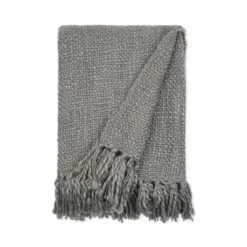 Slub-Yarn Throw Blanket With Fringe Trim 50" X 60" - Becky Cameron -Decor Haven Shop GUEST e34575d9 d771 4ff0 a183 30f514fb3d3b