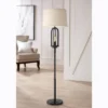 360 Lighting Marcel Rustic Farmhouse Floor Lamp 64" Tall Black Metal With LED Nightlight Natural Linen Drum Shade For Living Room Bedroom Office House -Decor Haven Shop GUEST e4058808 33be 425f 8845 30c396f40be9