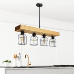 4-Light Wood Beam Pendant Brown - Lalia Home -Decor Haven Shop GUEST e4adcb39 233c 422e 99bd 12b72c06a11e