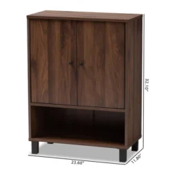 Rossin Walnut Finished 2 Door Wood Entryway Shoe Storage Cabinet Brown - Baxton Studio -Decor Haven Shop GUEST e68494c1 314c 4210 8a0a 92e240a7e3b1