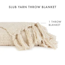 Slub-Yarn Throw Blanket With Fringe Trim 50" X 60" - Becky Cameron -Decor Haven Shop GUEST e86bc7e9 a4c7 41ae 8f35 3f38883eeac6