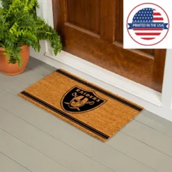 Evergreen Las Vegas Raiders Logo Turf Mat, Brown- 28 X 16 Inches Indoor Outdoor Doormat -Decor Haven Shop GUEST eab00424 869d 41d3 8820 58a93b6ccdee