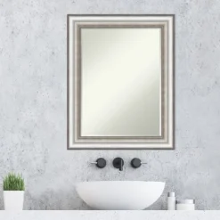 Amanti Art Salon Silver Petite Bevel Bathroom Wall Mirror 29.25 X 23.25 In. -Decor Haven Shop GUEST eae130dd a26b 4b6a 8883 18bbbd2c92dc