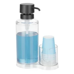 MDesign Modern Plastic Mouthwash Pump Caddy And Disposable Cup Holder -Decor Haven Shop GUEST eae1ab6b 5ba4 4ca3 85d2 29ce5e2c2a66