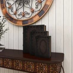 Vintage Reflections Rustic Wood-Style MDF And Synthetic Leather Book Box Set 3ct - Olivia & May -Decor Haven Shop GUEST eb6868a6 8a58 43c4 abee c697ef8a023a