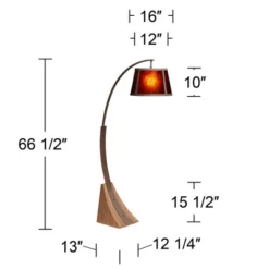 Franklin Iron Works Mission Arc Floor Lamp With USB Charging Port 66 1/2" Tall Dark Rust Amber Mica Shade For Living Room Reading -Decor Haven Shop GUEST eba8a8dd f032 4111 84fa b2fac7abe59b