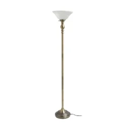 1 Light Torchiere Floor Lamp With Marbleized Glass Shade Antique Brass - Elegant Designs -Decor Haven Shop GUEST ee3525c0 f053 4c37 a39a 5acd1836693d