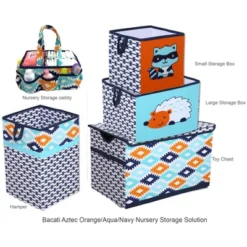 Bacati - Liam Aztec Design Hedgehog Aqua/Orange/Navy Storage Box Large -Decor Haven Shop GUEST f0516361 f927 4e32 b390 95ef77e17769