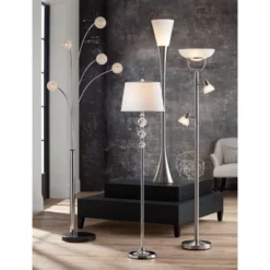 360 Lighting 3 In 1 Modern Torchiere Floor Lamp With Side Lights 70" Tall Brushed Nickel White Glass Shades For Living Room Reading Bedroom House Home -Decor Haven Shop GUEST f2691b9c 35a7 4ada ac0c d0ee693c4cff