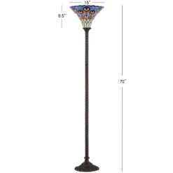 70" Peacock Tiffany Torchiere Floor Lamp (Includes LED Light Bulb) Bronze - JONATHAN Y -Decor Haven Shop GUEST f2d8c849 65bc 4eac ae05 8524620c8a29