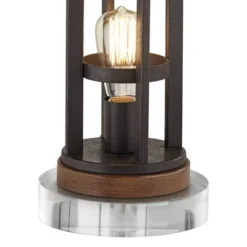 Franklin Iron Works Lucas Industrial Table Lamps Set Of 2 With Round Risers 27 1/2" Tall Bronze With USB Nightlight LED Oatmeal Drum Shade For Desk -Decor Haven Shop GUEST f2e4fb74 09ad 42b1 91eb 70c733c75f92