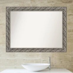 44" X 33" Non-Beveled Silver Luxor Wood Bathroom Wall Mirror - Amanti Art -Decor Haven Shop GUEST f34f67eb 38d3 43fb 9362 cb54d8678bc3