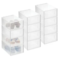 MDesign Plastic Stackable Closet Shoe Storage Box, Side Opening, Clear -Decor Haven Shop GUEST f3a9a434 ef3b 411d b20b c8c5bd192577