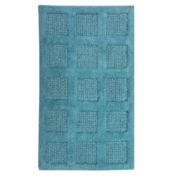 Square Honeycomb 100% Cotton Reversible Bath Rug Aqua By Knightsbridge -Decor Haven Shop GUEST f401be87 2cf7 48e0 bb3c bb3b05eb7db3