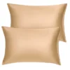 2 Pcs Standard 20"x26" Silk Satin With Zipper Pillowcase Gold - PiccoCasa -Decor Haven Shop GUEST f61ff3ad 06e4 4627 8166 bed19db6dec5