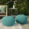 Holloway Round Knitted PET Polyester Pouf Aqua - WyndenHall -Decor Haven Shop GUEST f653304b d3f5 4be0 ac64 c25df269e30e