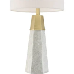 360 Lighting Julie Modern Table Lamps 27 1/2" Tall Set Of 2 Faux Marble Gold Tapered Column Fabric Drum Shade For Bedroom Living Room Bedside Office -Decor Haven Shop GUEST f72794af 1d28 4123 850a d6d9f51b186e