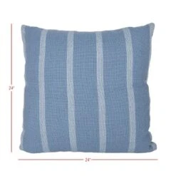 24X24 Inch Hand Woven Blue & Light Blue Striped Outdoor Pillow Polyester With Polyester Fill By Foreside Home & Garden -Decor Haven Shop GUEST f8b97238 c8ec 40a2 a6ff b6124af9828d