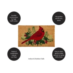 Evergreen Winter Cardinal Indoor Outdoor Natural Coir Doormat 1'4"x2'4" Brown -Decor Haven Shop GUEST fad0eab7 3db7 4780 9761 19d323db6196