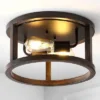 12.75" 2-Light LED Iron Rustic Industrial Flush Mount Brown - JONATHAN Y -Decor Haven Shop GUEST faed1679 8d02 48ff 8189 e69cc107cf4c