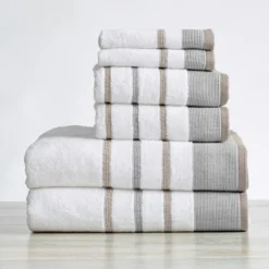 100% Cotton Quick-Dry Decorative Stripe Bath Towel Set -Decor Haven Shop GUEST fdcdec00 469a 49d4 9bf3 31c69a7149c4