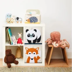 3 Sprouts Kids Childrens Collapsible Fabric 13 X13 X 13 Inch Storage Cube Bin Box For Cubby Shelves, Orange Fox And Panda Bear (2 Pack) -Decor Haven Shop GUEST fdd3883c 3121 492f 89e9 cc9d9cc6c9cf