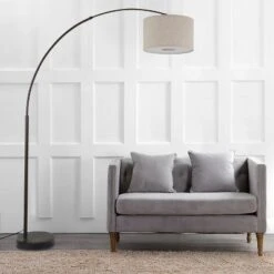 FC Design Modern 81" Tall Standing Adjustable Arched Floor Lamp With Drum Shade And Marble Base -Decor Haven Shop GUEST fe97ed33 6928 4acb 8882 78c80e92ff5d