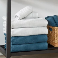 100% Cotton Quick-Dry Ribbed Texture Bath Towel Set -Decor Haven Shop GUEST ff73ade2 c1b0 416b 8c82 e9c9fec96f95