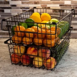 Set Of 2 Storage Bins - Basket Set For Toy, Kitchen, Closet, And Bathroom Storage - Large Shelf Organizers With Handles By Home-Complete (Black) -Decor Haven Shop GUEST ff866121 0e23 4162 bd21 d4e51256014b