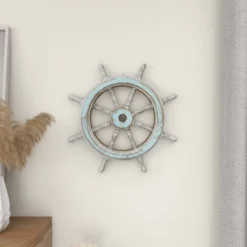 Wood Sail Boat Ship Wheel Wall Decor With Distressing Blue - Olivia & May -Decor Haven Shop GUEST fff68e7a 4ea6 49c9 b9af 4f3e4ebc9d21